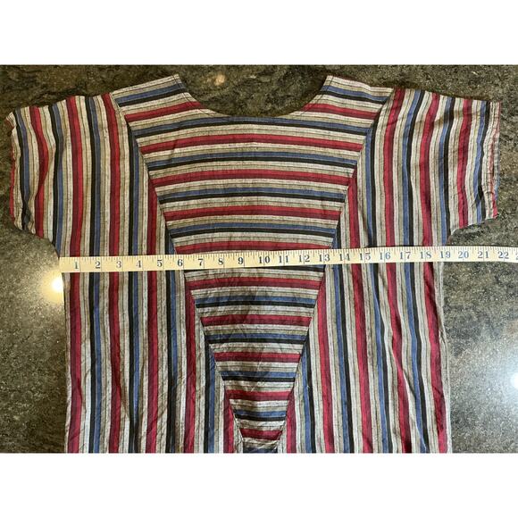 Vintage 1980’s Santa Cruz button down back striped cotton top blouse shirt - Picture 5 of 7